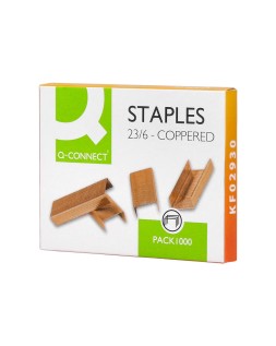 Grapas q-connect nº 23/6 cobreadas caja de 1000 unidades