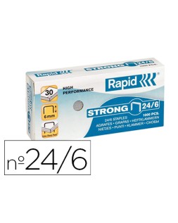Grapas rapid nº 24/6 strong galvanizadas caja de 1000 unidades