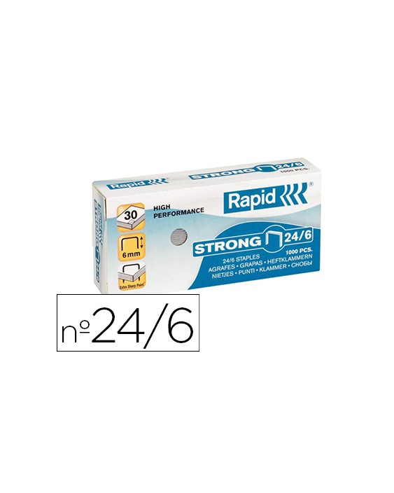 Grapas rapid nº 24/6 strong galvanizadas caja de 1000 unidades