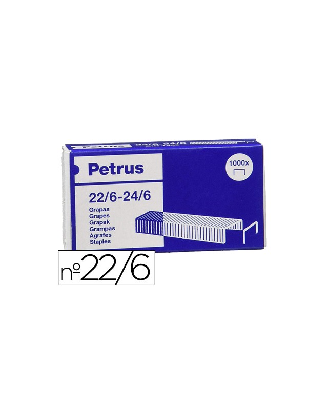 Grapas petrus nº 22/6 galvanizada caja de 1000 unidades