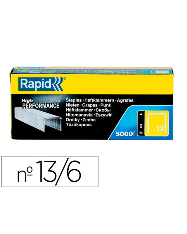 Grapas rapid 13/6 mm galvanizada caja de 5000 unidades