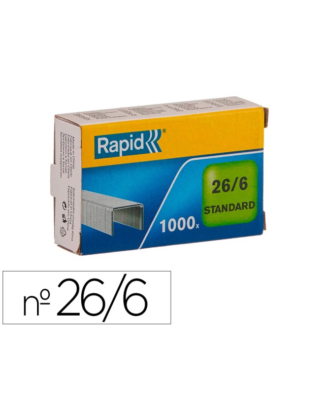 Grapas rapid 26/6 mm galvanizada caja de 1000 unidades