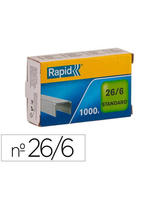 Grapas rapid 26/6 mm galvanizada caja de 1000 unidades