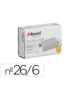 Grapas rexel 26/6 mm galvanizada caja de 1000 unidades
