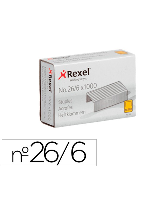 Grapas rexel 26/6 mm galvanizada caja de 1000 unidades