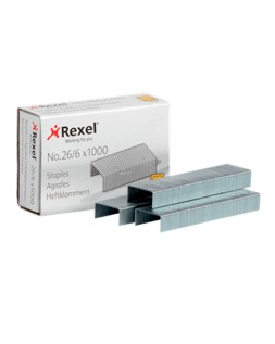 Grapas rexel 26/6 mm galvanizada caja de 1000 unidades