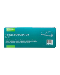 Taladrador q-connect kf01238 negro 4 taladros abertura 1,6 mm capacidad 16 hojas
