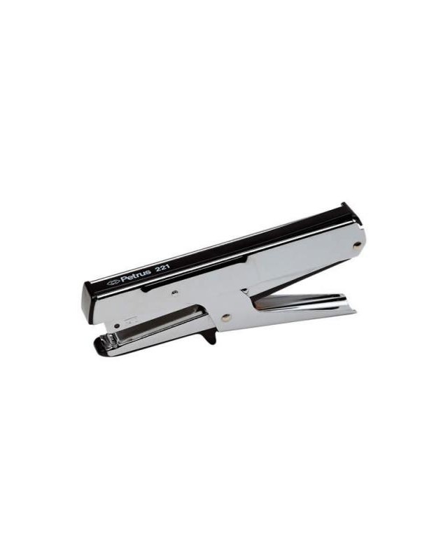 Grapadora petrus de tenaza 221 metalica capacidad de grapado 20 hojas usa grapas 23/6