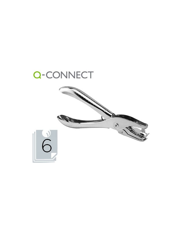 Taladrador q-connect kf18765 de tenaza metalico cromado 1 taladro abertura 6 mm capacidad 6 hojas