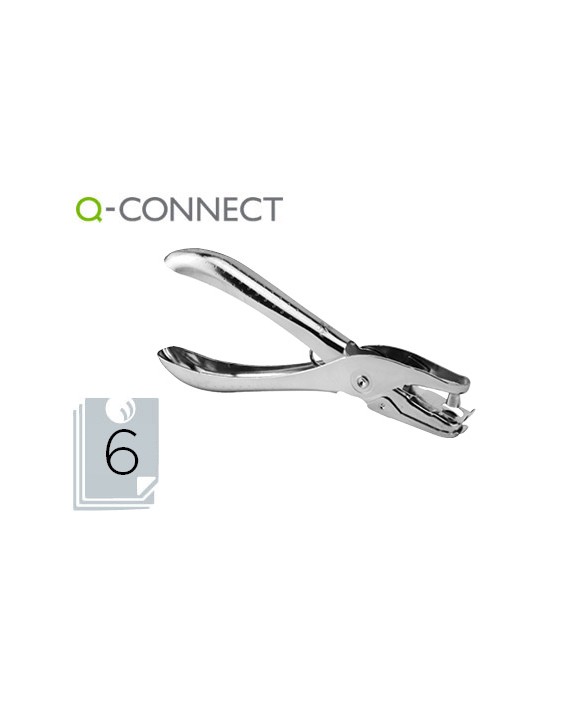 Taladrador q-connect kf18765 de tenaza metalico cromado 1 taladro abertura 6 mm capacidad 6 hojas