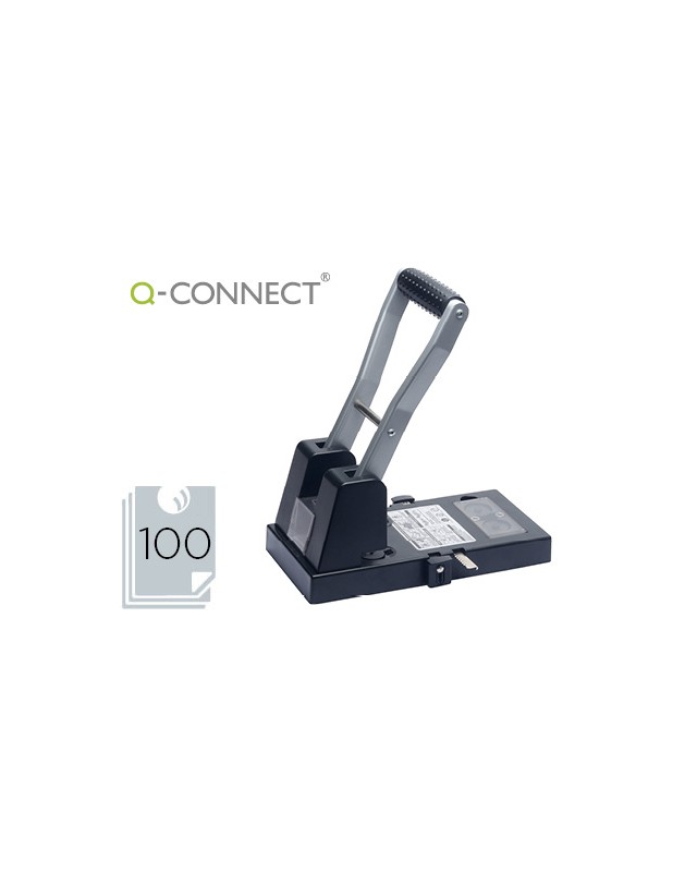 Taladrador q-connect kf18766 negro 2 taladros abertura 10 mm capacidad 100 hojas