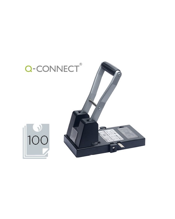 Taladrador q-connect kf18766 negro 2 taladros abertura 10 mm capacidad 100 hojas