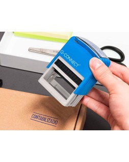 Sello entintado automatico q-connect contabilizado almohadilla 14x38 mm color azul