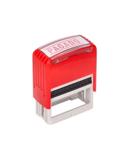 Sello entintado automatico q-connect pagado almohadilla 14x38 mm color rojo