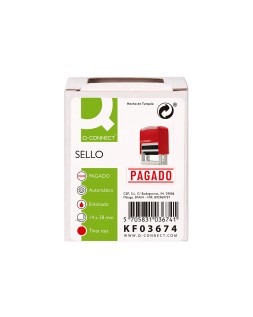Sello entintado automatico q-connect pagado almohadilla 14x38 mm color rojo