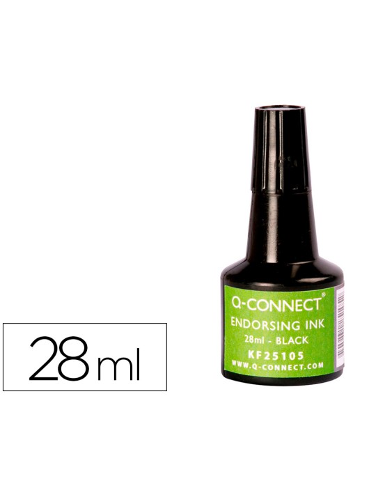 Tinta tampon q-connect negro bote 28 ml