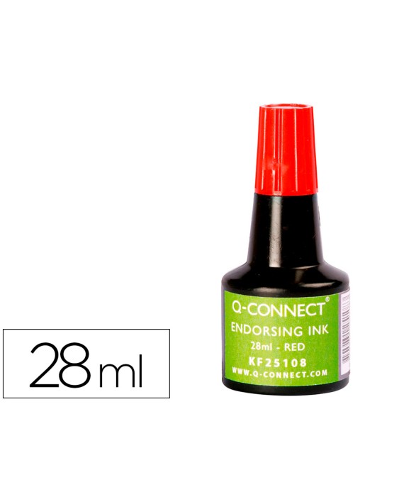 Tinta tampon q-connect rojo bote 28 ml