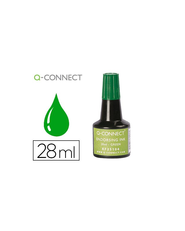 Tinta tampon q-connect verde bote 28 ml