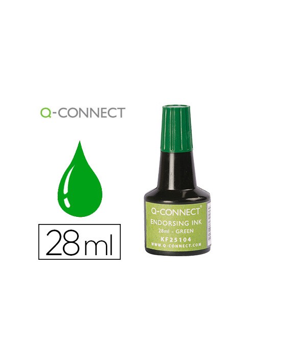 Tinta tampon q-connect verde bote 28 ml