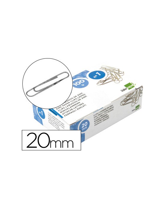 Clips liderpapel nº1 labiados 20 mm caja de 100 unidades