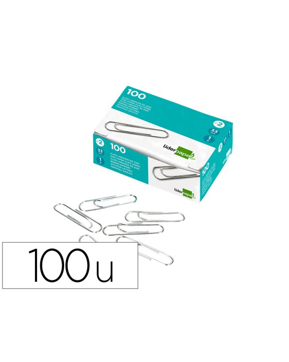 Clips liderpapel nº2 labiados 33 mm caja de 100 unidades