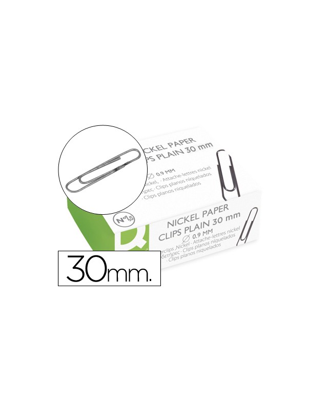 Clips niquelados q-connect nº1,5 30 mm caja de 100 unidades