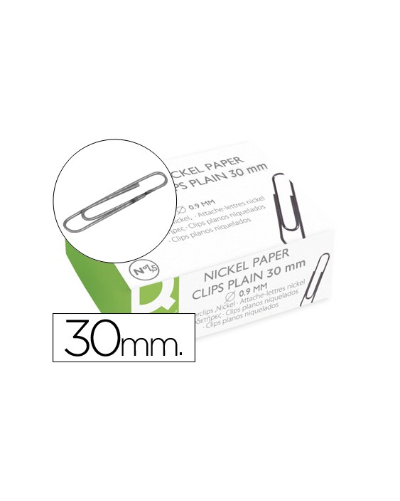 Clips niquelados q-connect nº1,5 30 mm caja de 100 unidades