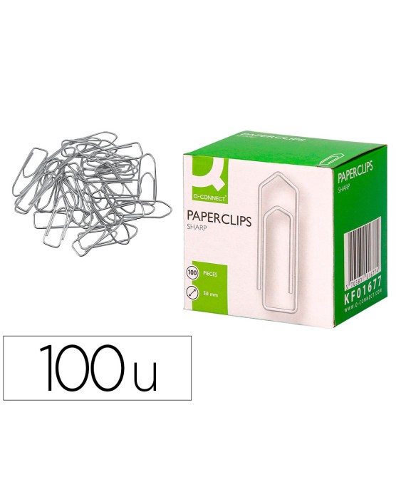 Clips niquelados q-connect nº4 50 mm caja de 100 unidades