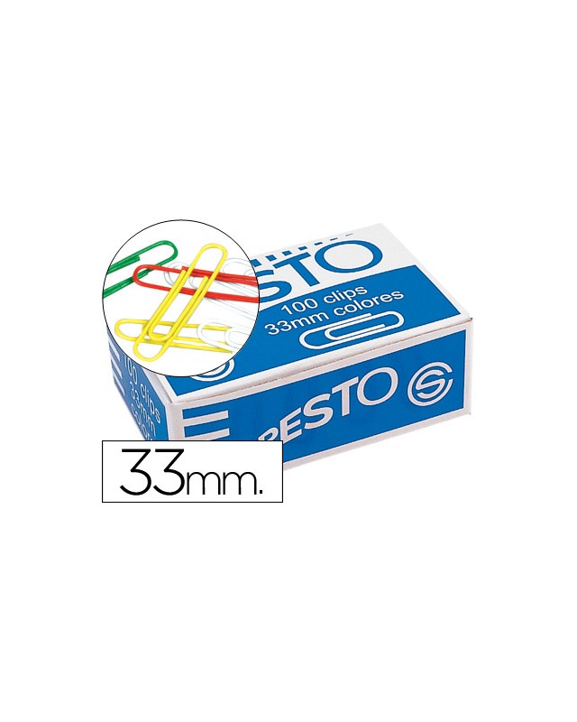 Clips colores presto caja de 100 unidades colores surtidos