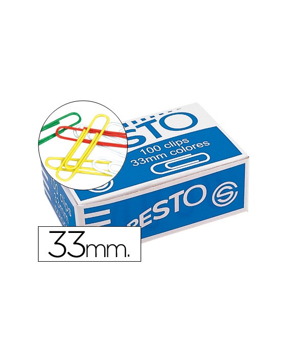 Clips colores presto caja de 100 unidades colores surtidos