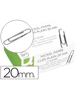 Clips niquelados q-connect nº1 20 mm caja de 100 unidades