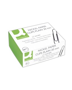 Clips niquelados q-connect nº1 20 mm caja de 100 unidades