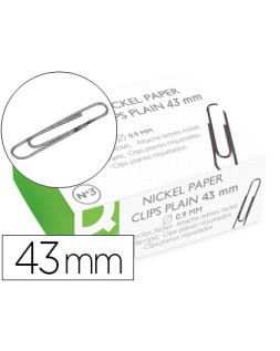 Clips niquelados q-connect nº3 43 mm caja de 100 unidades