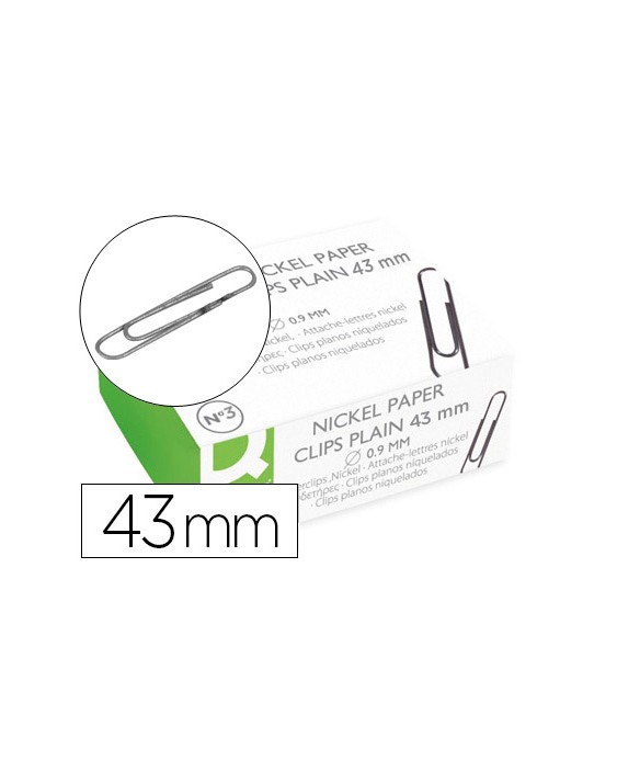 Clips niquelados q-connect nº3 43 mm caja de 100 unidades