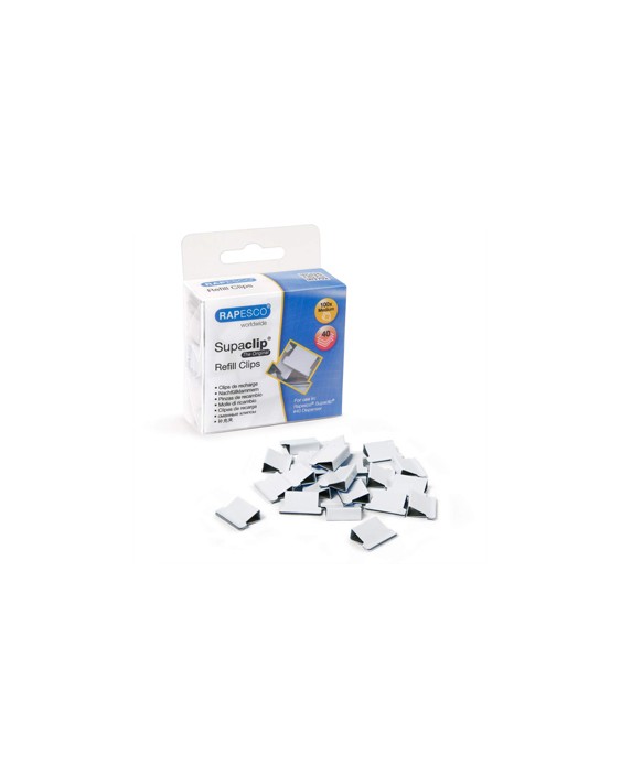 Clips de recarga rapesco capacidad 40 hojas color blanco caja de 100 unidades