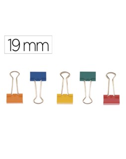 Pinza metalica q-connect reversible n.1 19 mm caja de 10 unidades colores surtidos
