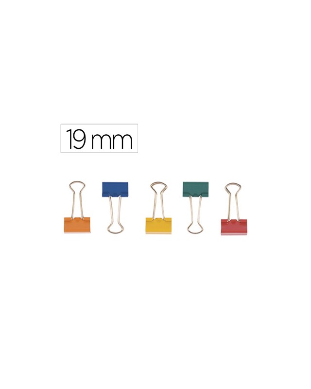 Pinza metalica q-connect reversible n.1 19 mm caja de 10 unidades colores surtidos