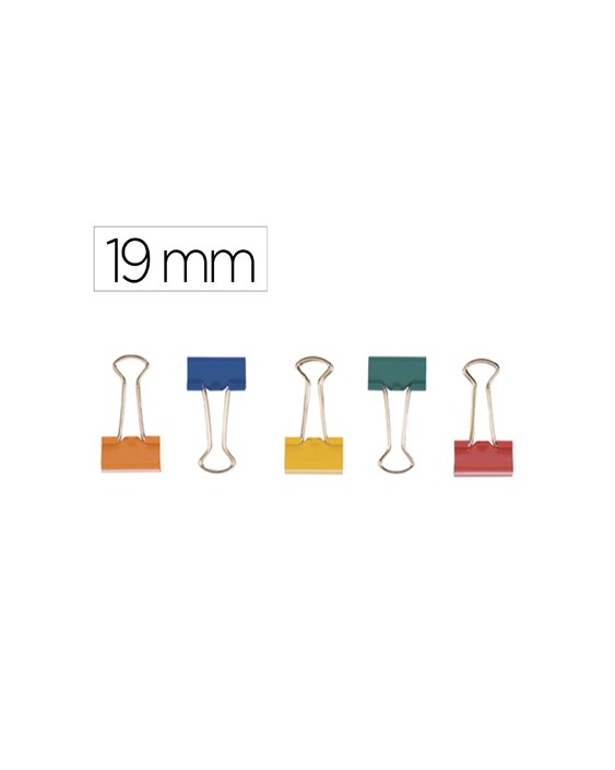 Pinza metalica q-connect reversible n.1 19 mm caja de 10 unidades colores surtidos
