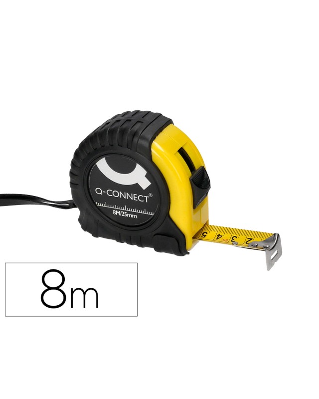 Flexometro q-connect con freno material antichoque 25 mm de ancho longitud 8 m