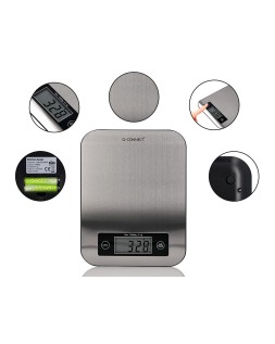 Bascula precision q-connect digital con pantalla lcd precision 1 g capacidad de 5 g a 10 kg 215x165x16 mm