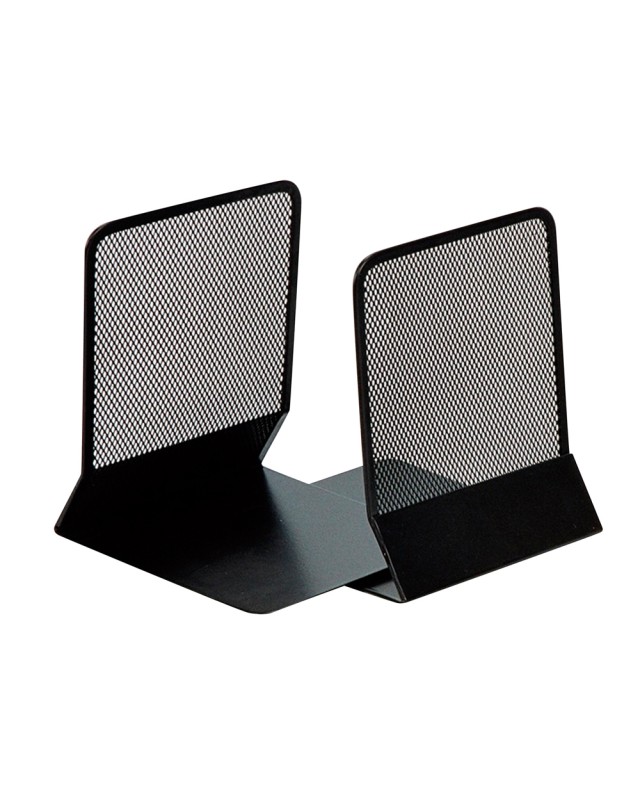 Apoyalibros metalico q-connect kf15098 rejilla negro juego 165x152x135 mm
