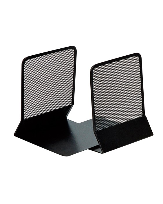 Apoyalibros metalico q-connect kf15098 rejilla negro juego 165x152x135 mm