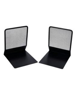 Apoyalibros metalico q-connect kf15098 rejilla negro juego 165x152x135 mm
