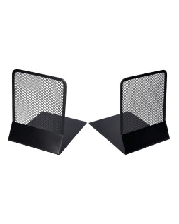 Apoyalibros metalico q-connect kf15098 rejilla negro juego 165x152x135 mm