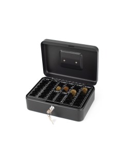 Caja caudales q-connect 10" 250x180x90 mm negra con portamonedas