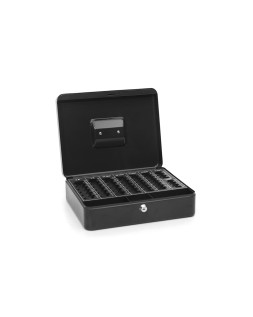 Caja caudales q-connect 12" 300x240x90 mm negra con portamonedas