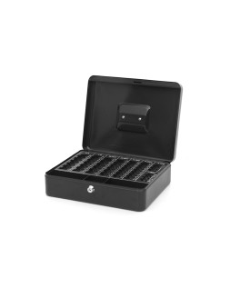 Caja caudales q-connect 12" 300x240x90 mm negra con portamonedas