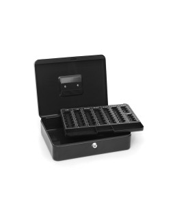 Caja caudales q-connect 12" 300x240x90 mm negra con portamonedas