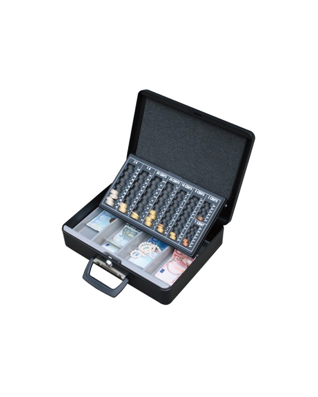 Caja caudales q-connect 14,5" 370x290x110 mm con portamonedas y bandeja para billetes