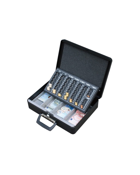 Caja caudales q-connect 14,5" 370x290x110 mm con portamonedas y bandeja para billetes